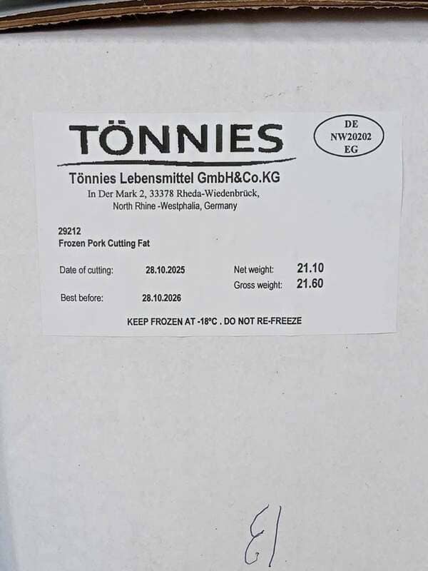 Mỡ Heo Cắt Tönnies Nhập Khẩu Đức Thùng 20kg Đông Lạnh (2)