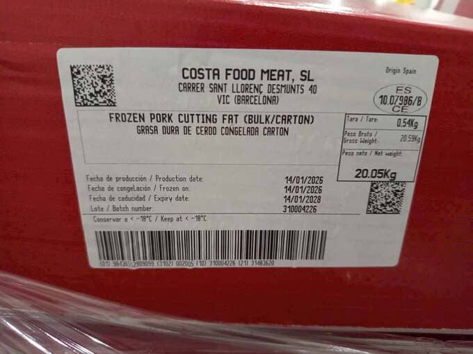 Mỡ Cắt Heo Costa Food Nhập Khẩu Tây Ban Nha Đông Lạnh (2)