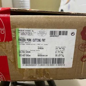 Mỡ Cắt Heo Fribin Nhập Khẩu Tây Ban Nha Đông Lạnh Thùng 21kg